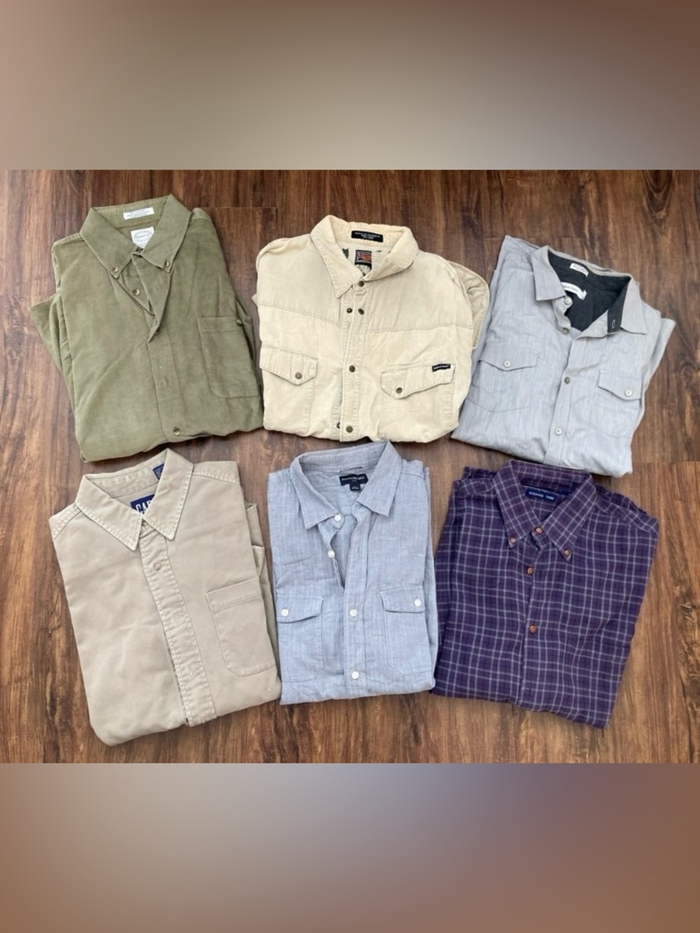 Men’s Set of 6 Casual Button Down Shirts Size Large